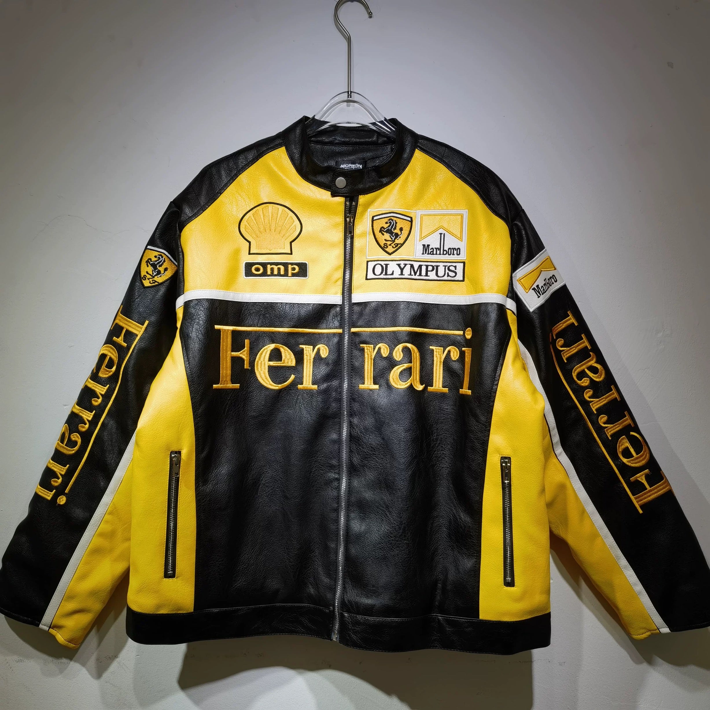 FERRARI - Racing Olympus Yellow Leather Jacket ©