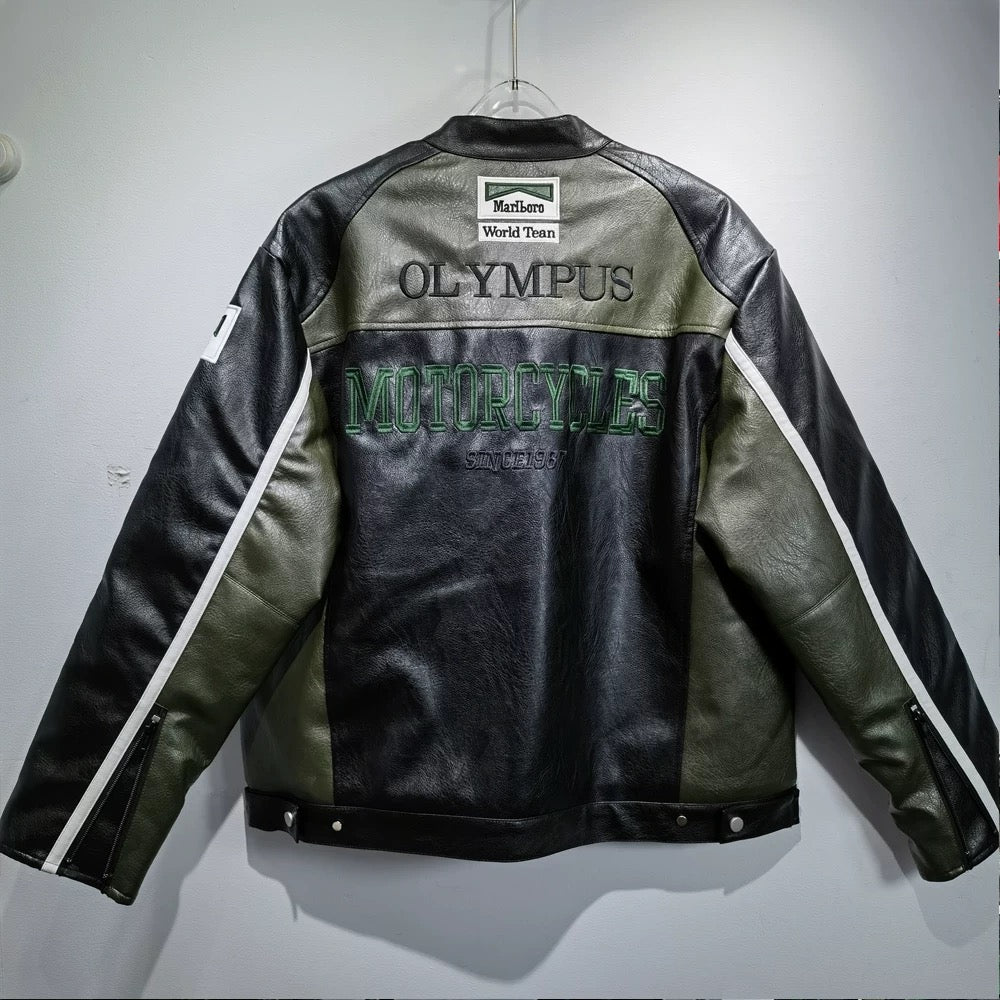 FERRARI - Racing Olympus Green Leather Jacket ©