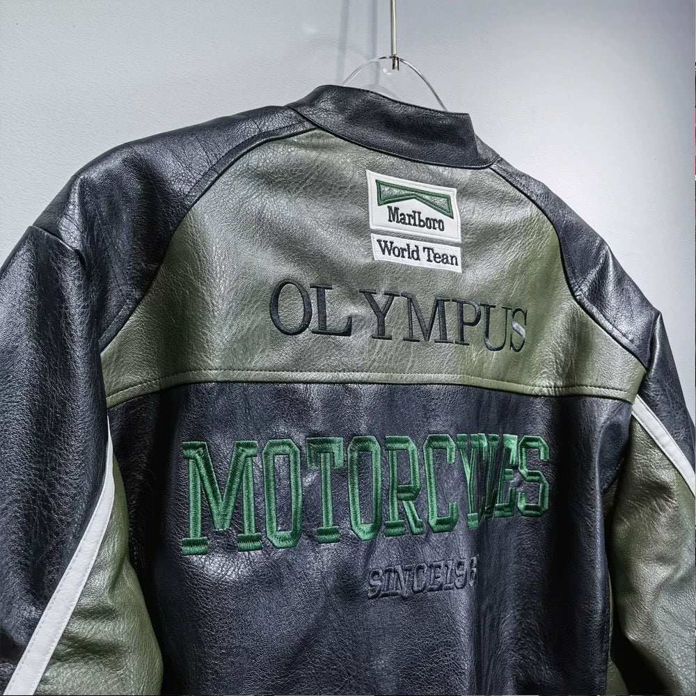 FERRARI - Racing Olympus Green Leather Jacket ©