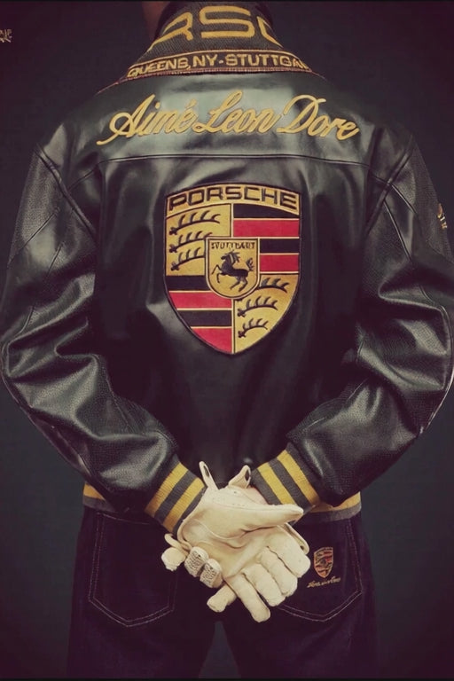PORSCHE - Aime Leon Dore Black Leather Jacket ©